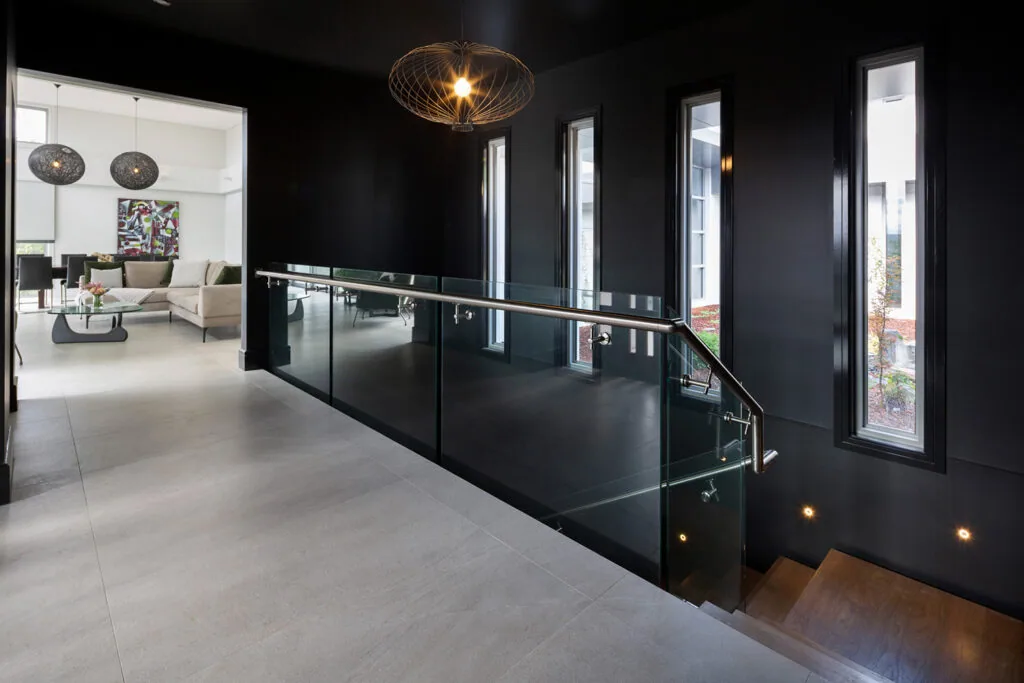 All black wall mouldings and skirting