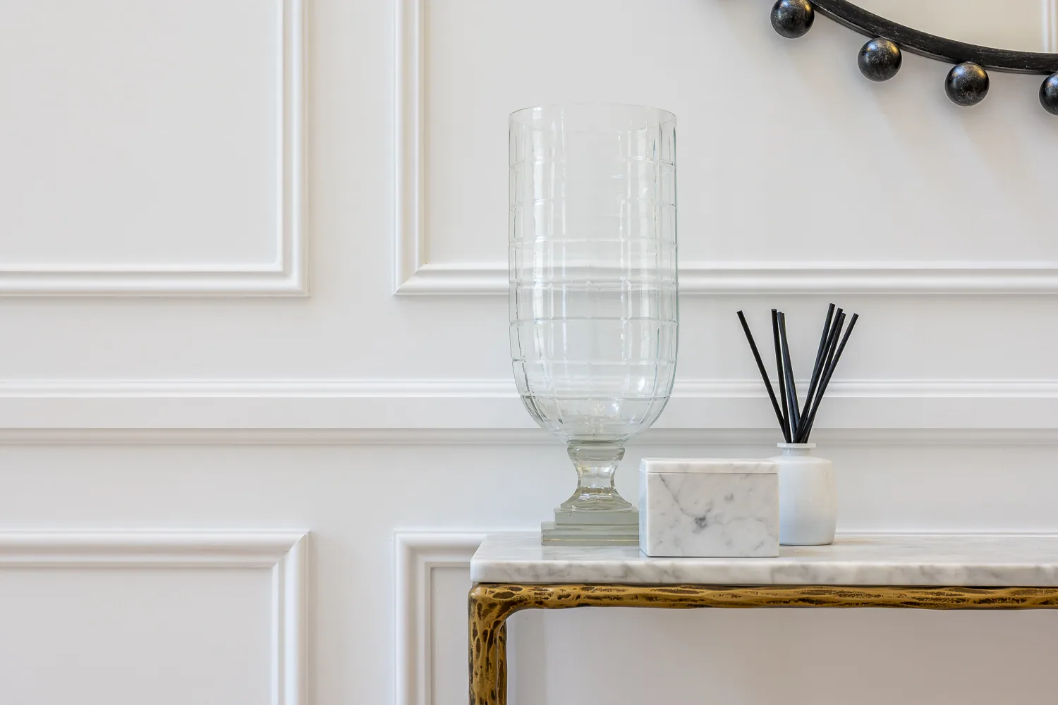 Decorative dado rail and wall panelling detail in a classic Australian interior, showcasing refined timber mouldings and architectural wall articulation.